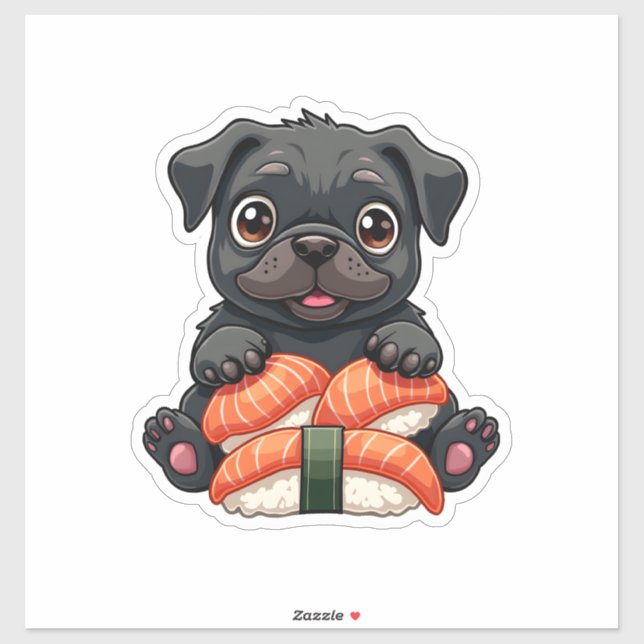 Pegatina Ilustración de vector de dibujos animados de sushi (Hoja)