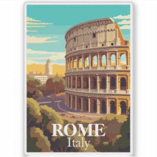 Pegatina Ilustración de viaje al Coliseo de Roma Italia