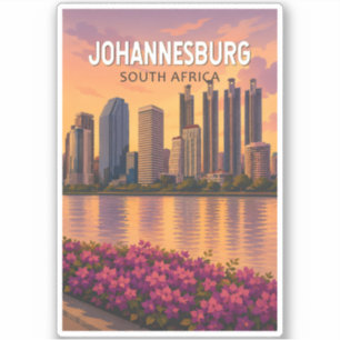 Pegatina Ilustración de viaje de arte de Johannesburgo Sudá