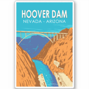 Pegatina Ilustración de viaje de arte de la presa Hoover Ar