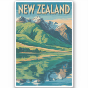 Pegatina Ilustración de viaje de arte del paisaje de Nueva 