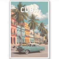 Ilustración de viaje de arte vintage de Cuba