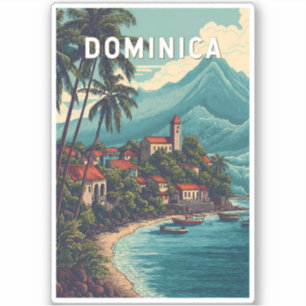 Pegatina Ilustración de viaje de arte vintage de Dominica