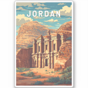 Pegatina Ilustración de viaje de arte vintage de Jordania