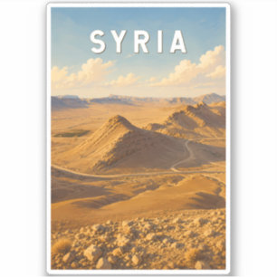 Pegatina Ilustración de viaje de arte vintage de Siria