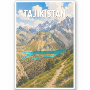 Pegatina Ilustración de viaje de arte vintage de Tayikistán
