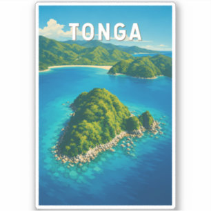 Pegatina Ilustración de viaje de arte vintage de Tonga
