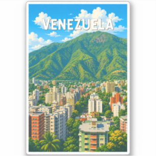 Pegatina Ilustración de viaje de arte vintage de Venezuela