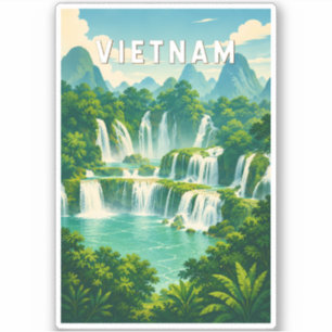 Pegatina Ilustración de viaje de arte vintage de Vietnam