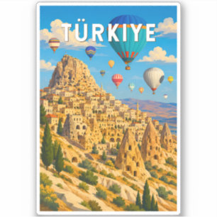 Pegatina Ilustración de viaje de arte vintage Turquía Turki