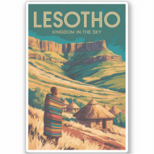 Pegatina Ilustración de viaje de Drakensberg de Lesoto Arte