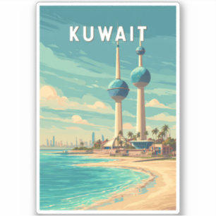 Pegatina Ilustración de viaje de Kuwait Arte Vintage