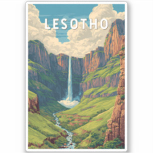 Pegatina Ilustración de viaje de Lesoto Arte vintage