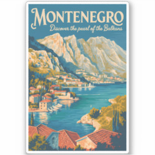Pegatina Ilustración de viaje de Montenegro Balcanes Arte V
