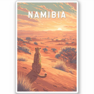 Pegatina Ilustración de viaje de Namibia Arte vintage