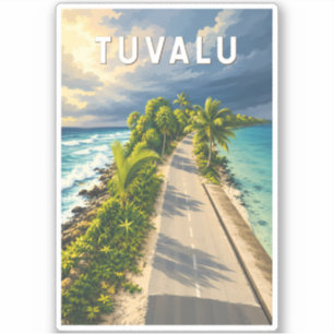 Pegatina Ilustración de viaje de Tuvalu Arte Vintage