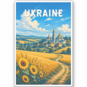 Pegatina Ilustración de viaje de Ucrania Arte vintage