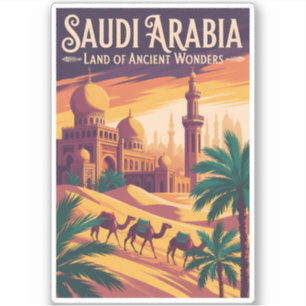 Pegatina Ilustración de viaje del desierto de Arabia Saudit