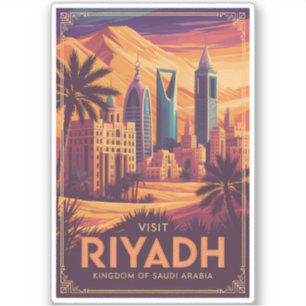 Pegatina Ilustración de viaje del desierto de Riad Arabia S