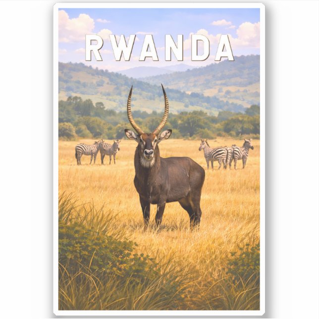 Pegatina Ilustración de viaje vintage de Ruanda (Anverso)