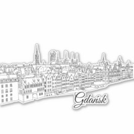 Pegatina Ilustracion de viajes de Gdansk, Polonia