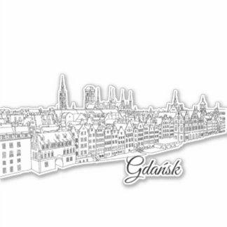 Pegatina Ilustracion de viajes de Gdansk, Polonia