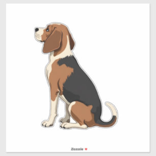 Pegatina Ilustración de vista trasera de perro Beagle vinta