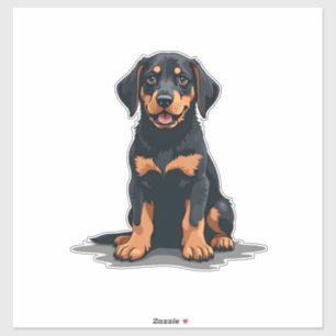 Pegatina Ilustración de vista trasera de perro negro y bron