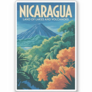 Pegatina Ilustración de Volcán de Nicaragua Arte de Viaje V