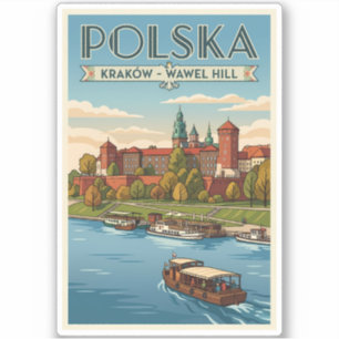 Pegatina Ilustración del Castillo Real de Wawel en Polonia