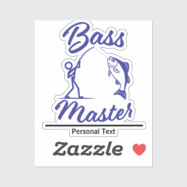 Pegatina Ilustración del hombre palo Bass Master, personali