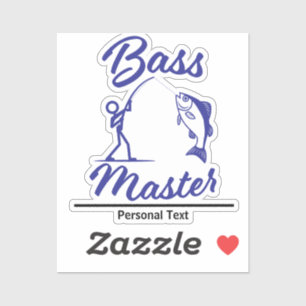 Pegatina Ilustración del hombre palo Bass Master, personali