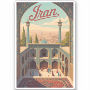 Pegatina Ilustración del horizonte de Irán Arte de viaje vi