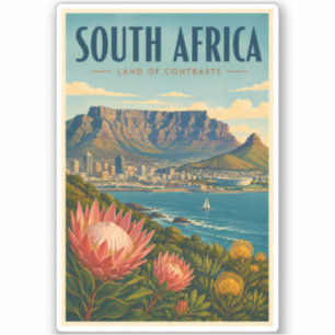 Pegatina Ilustración del Monte de la Mesa de Sudáfrica para