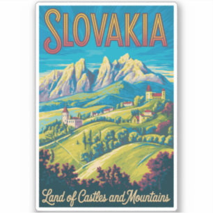 Pegatina Ilustración del paisaje urbano de Eslovaquia Arte