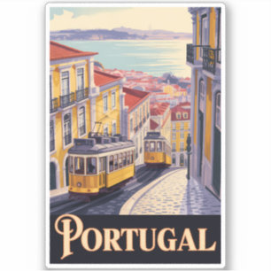 Pegatina Ilustración del paisaje urbano de Lisboa Portugal 