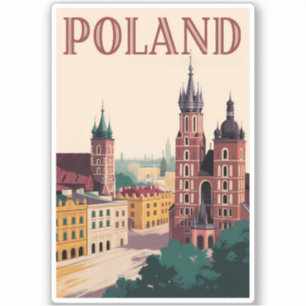 Pegatina Ilustración del paisaje urbano de Polonia Arte de
