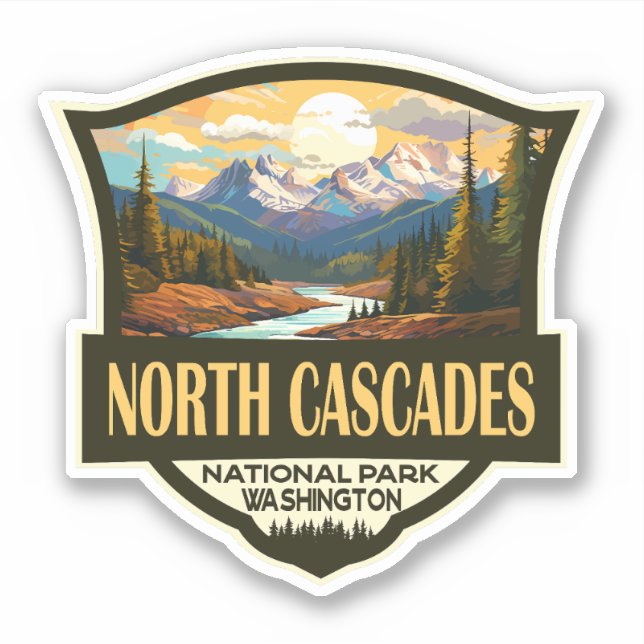 Pegatina Ilustracion del Parque Nacional de Cascades del No (Anverso)
