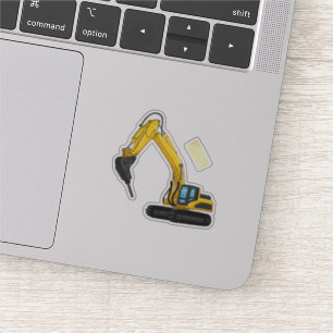 Pegatina Ilustracion del personalizado de la excavadora de 