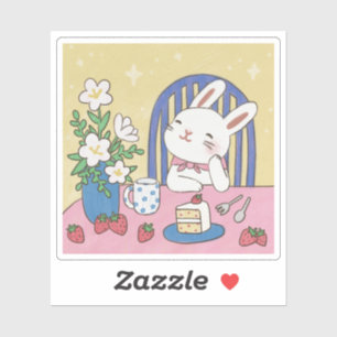 Pegatina Ilustración del té de Bunny