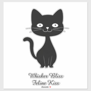 Pegatina Ilustración divertida de gato de dibujos animados 