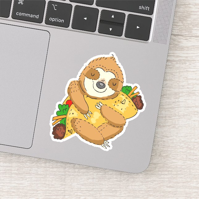Pegatina Ilustracion divertido de Taco Sloth Personalizado (Detalle)