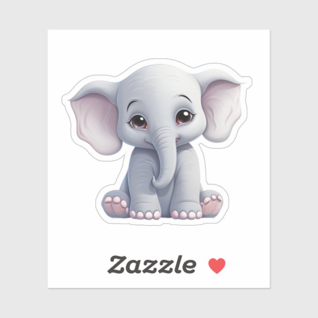 Pegatina ilustracion elefante personalizado (Hoja)