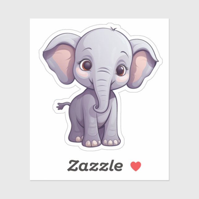 Pegatina ilustracion elefante personalizado (Hoja)