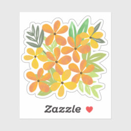 Pegatina Ilustracion floral amarillo y Naranja