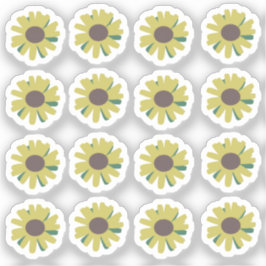 Pegatina Ilustración Floral Botánica de Capullos de Girasol