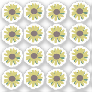 Pegatina Ilustración Floral Botánica de Capullos de Girasol