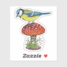 Ilustracion Forestal de Otoño de Pájaro Botánico