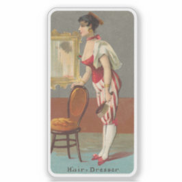 Pegatina Ilustracion Fun Vintage Hair Dresser de los años 1