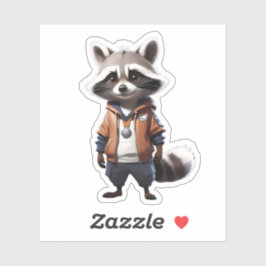 Pegatina Ilustracion Guay y Adorable Raccoon